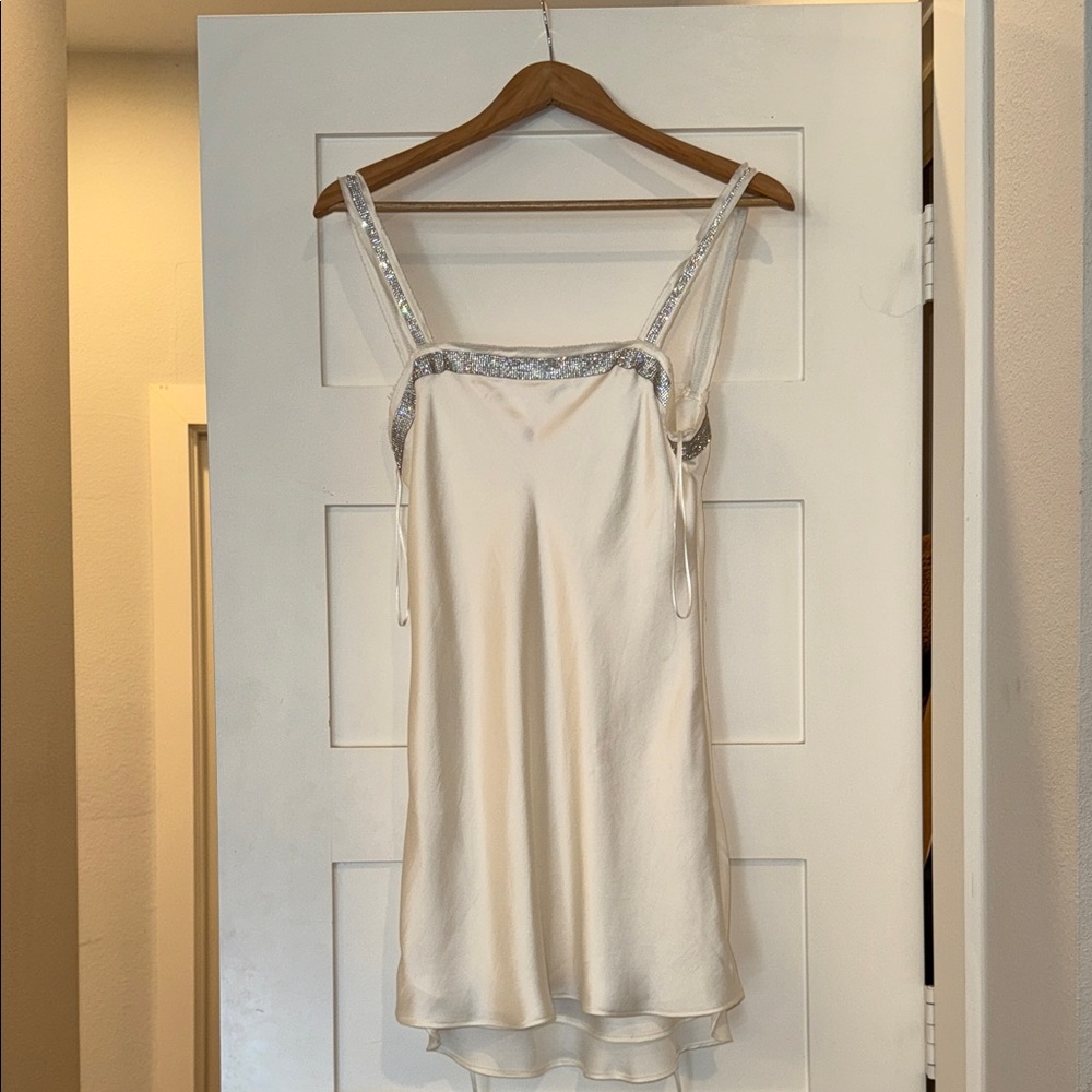 ZARA - white silk dress with rhinestones